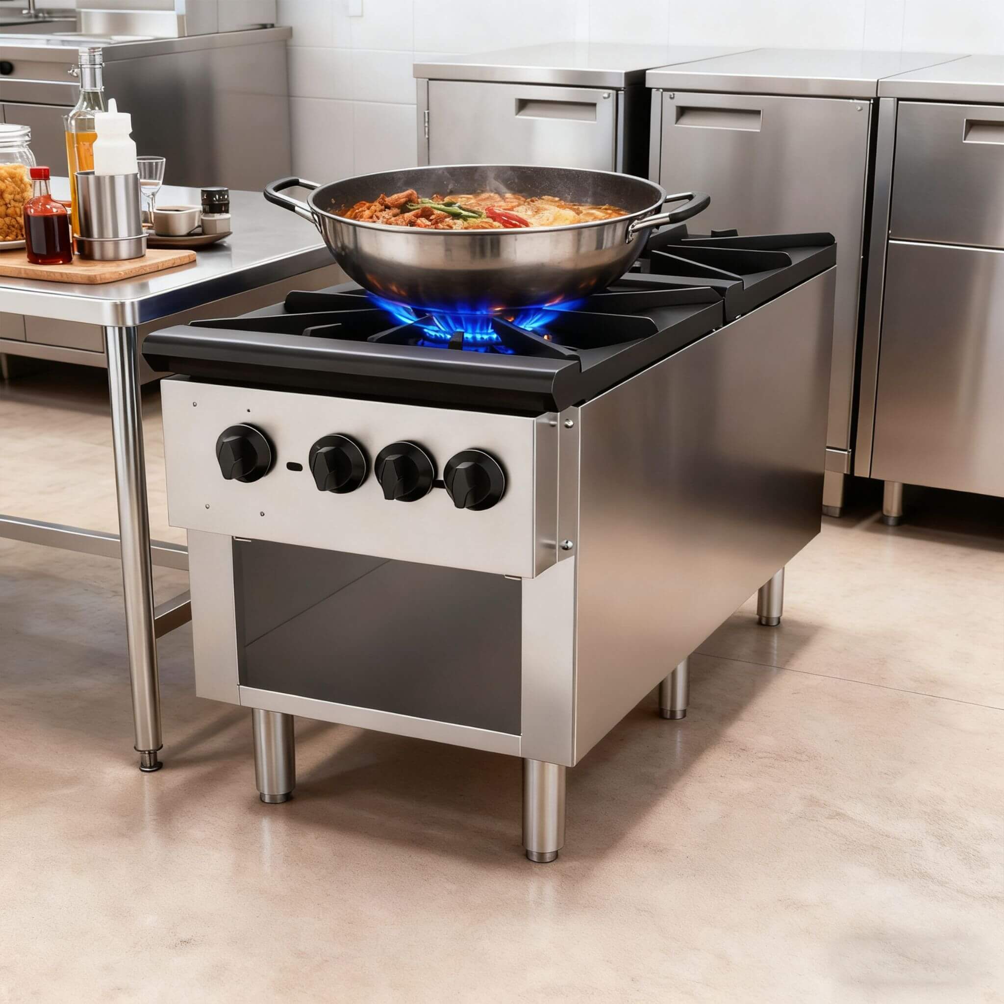 Heavy-Duty 18K BTU Commercial 2-Burner Stainless Steel Gas Stove Range (SAK40721) – SAKSBY WHOLESALE, view 3