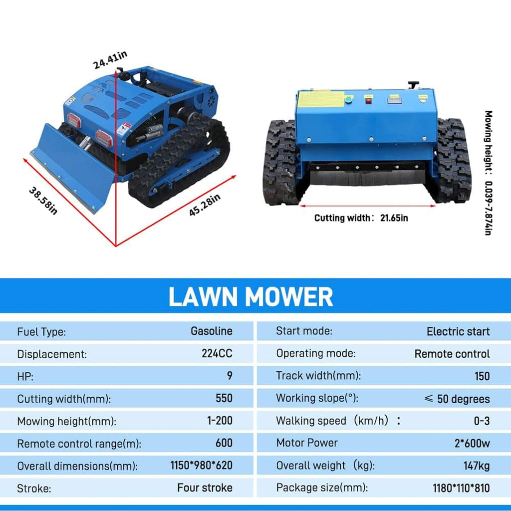 Heavy-Duty 21-Inch 9HP Commercial Remote-Controlled Robotic Lawn Mower With Tracks And Plow (SAK26583) – SAKSBY WHOLESALE, vi