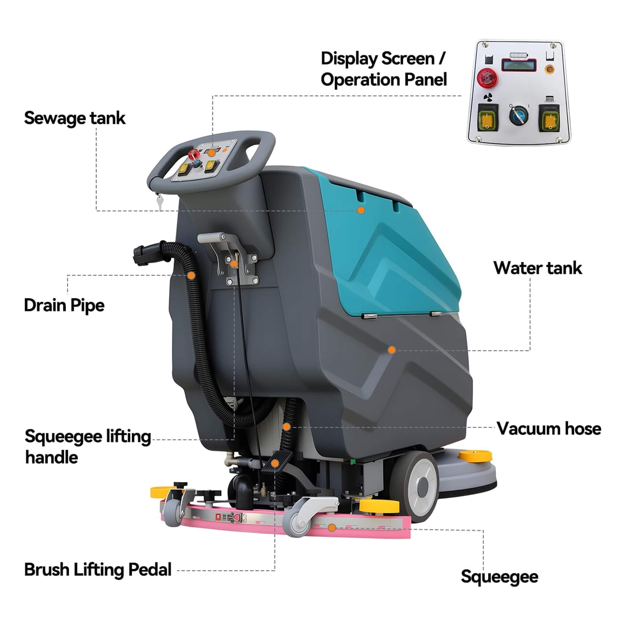 Heavy-Duty 22-Inch Industrial Walk-Behind Floor Scrubber With Squeegee Suction (SAK90834) – SAKSBY WHOLESALE, view 6