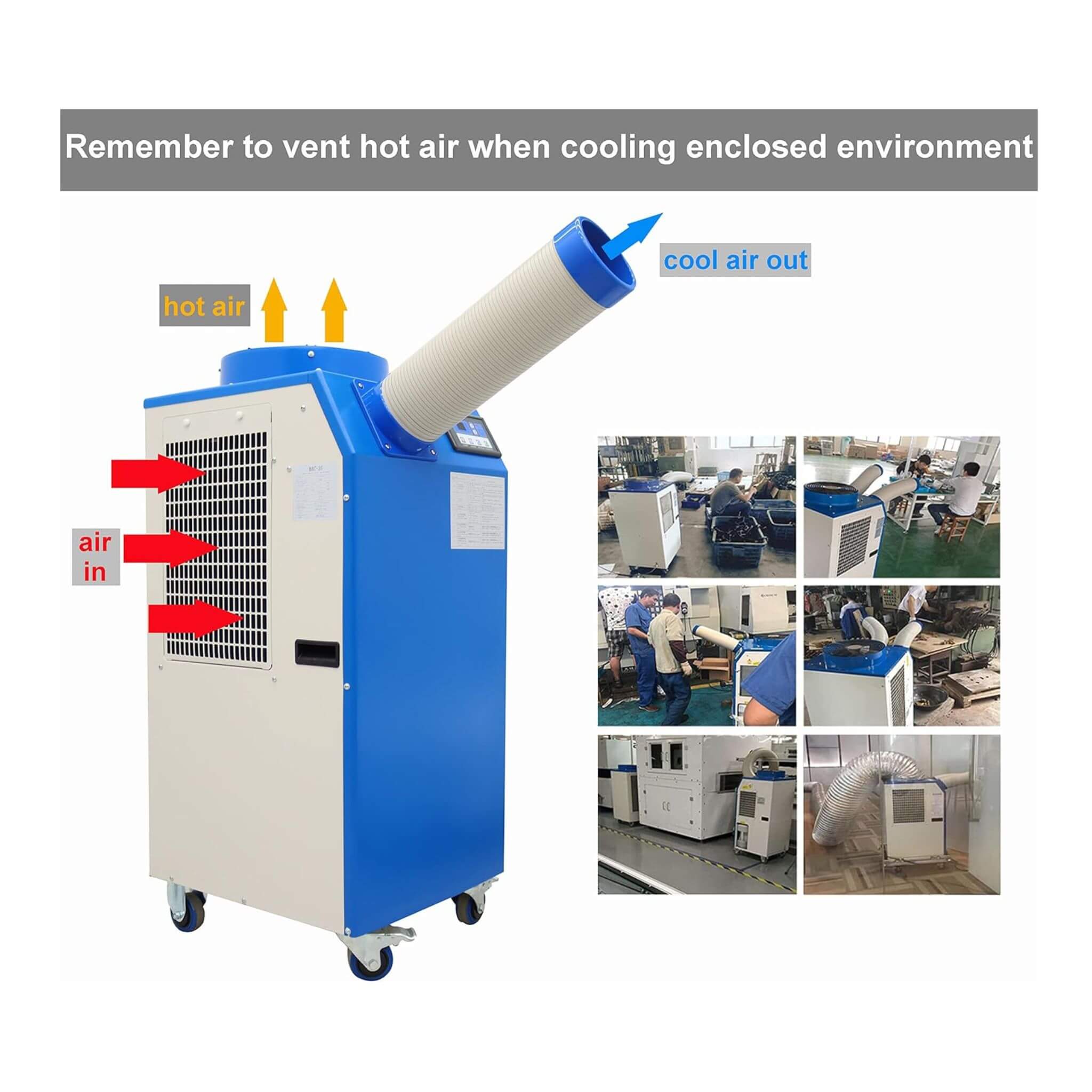 Heavy-Duty 220V Portable 11K BTU Outdoor Industrial Spot Cooler Air Conditioner (SAK59327) – SAKSBY WHOLESALE, view 7