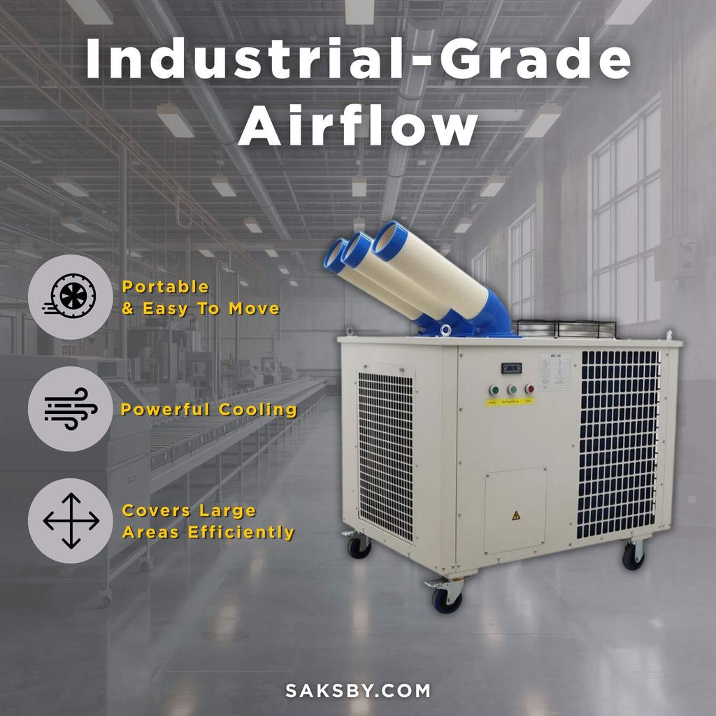 Heavy-Duty 220V Portable 29K BTU Outdoor Industrial Spot Cooler Air Conditioner [No Plug] (SAK18736) – SAKSBY WHOLESALE, view