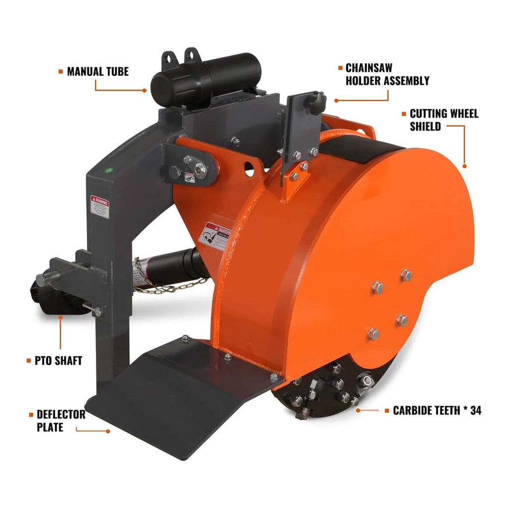Heavy-Duty 3-Point PTO Powered Stump Root Grinder For 15-45HP Tractors [PTO Shaft Included] (SAK27940) – SAKSBY WHOLESALE, vi