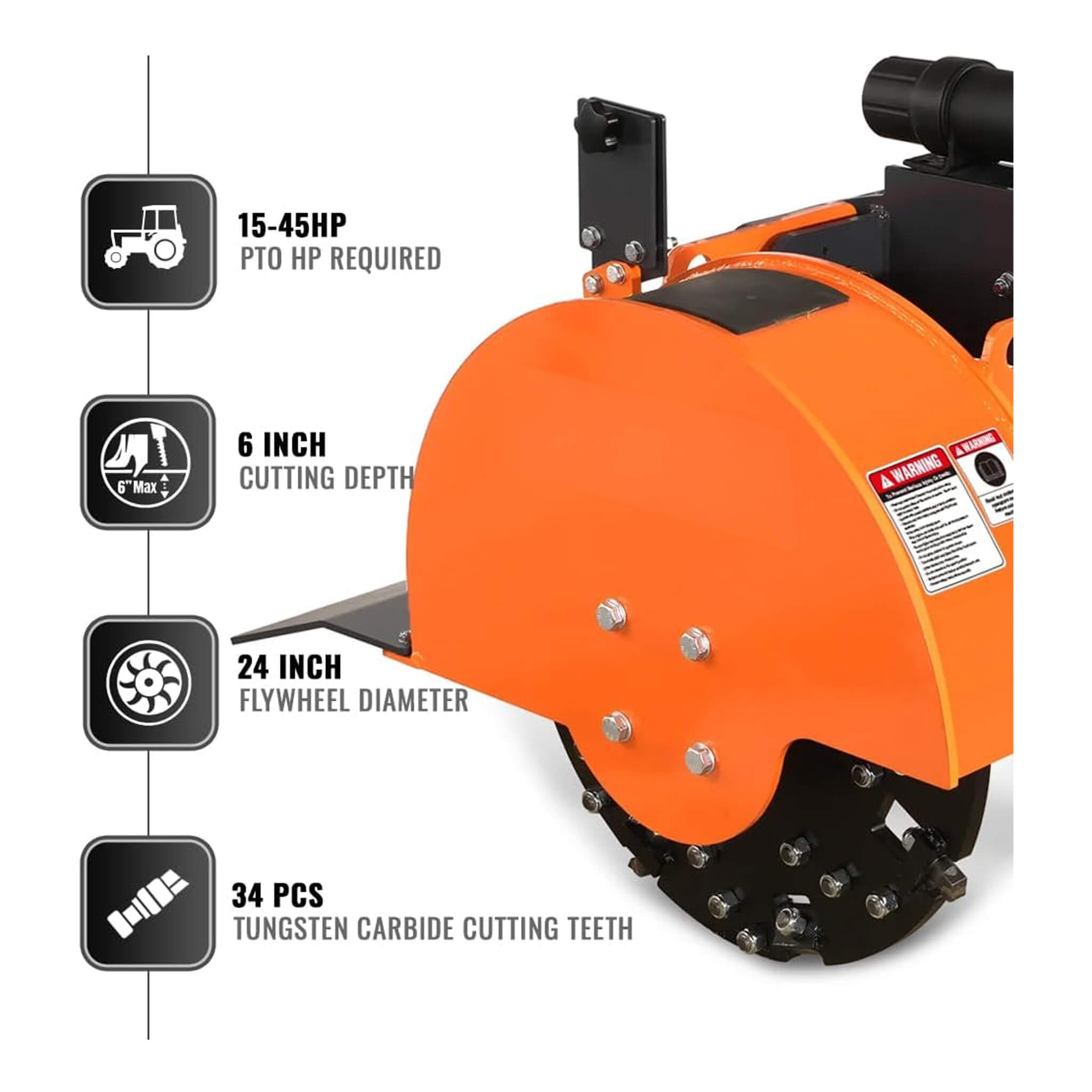 Heavy-Duty 3-Point PTO Powered Stump Root Grinder For 15-45HP Tractors [PTO Shaft Included] (SAK27940) – SAKSBY WHOLESALE, vi