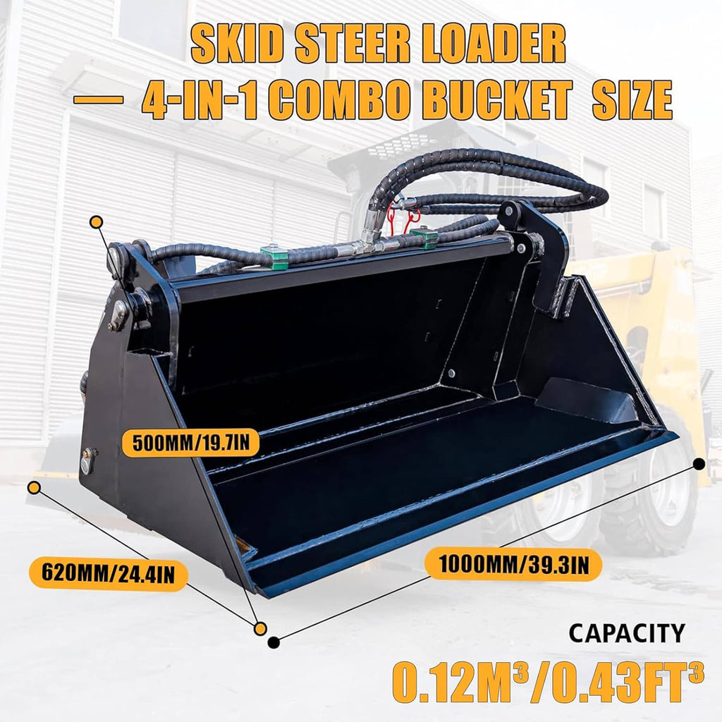 Heavy-Duty 4-In-1 Multipurpose Mini Skid Steer Bucket Combo Attachment (SAK12847) – SAKSBY WHOLESALE, view 7
