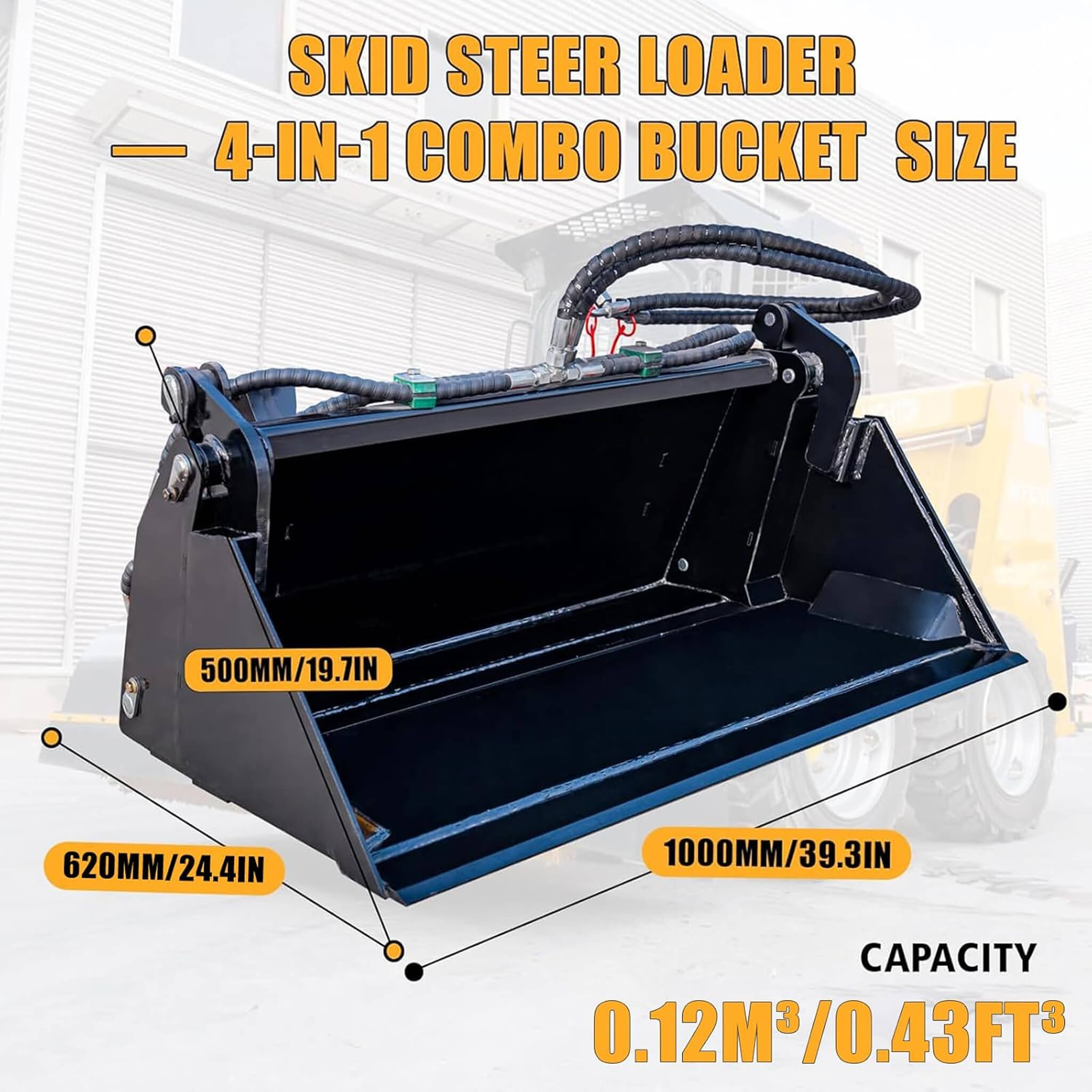 Heavy-Duty 4-In-1 Multipurpose Mini Skid Steer Bucket Combo Attachment (SAK12847) – SAKSBY WHOLESALE, view 7