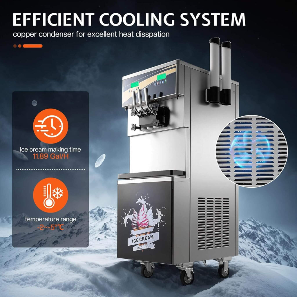 Heavy-Duty 45L/H 3-Flavor Dual Compressor Commercial Soft Serve Ice Cream Machine (SAK43195) – SAKSBY WHOLESALE, view 4