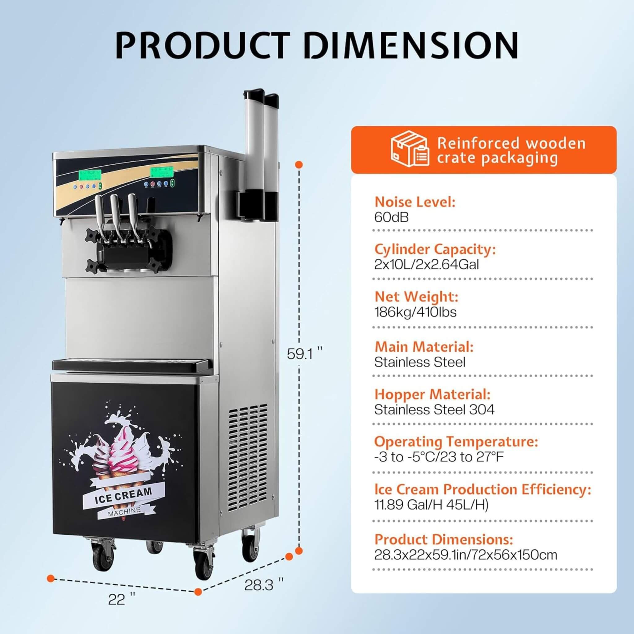 Heavy-Duty 45L/H 3-Flavor Dual Compressor Commercial Soft Serve Ice Cream Machine (SAK43195) – SAKSBY WHOLESALE, view 6