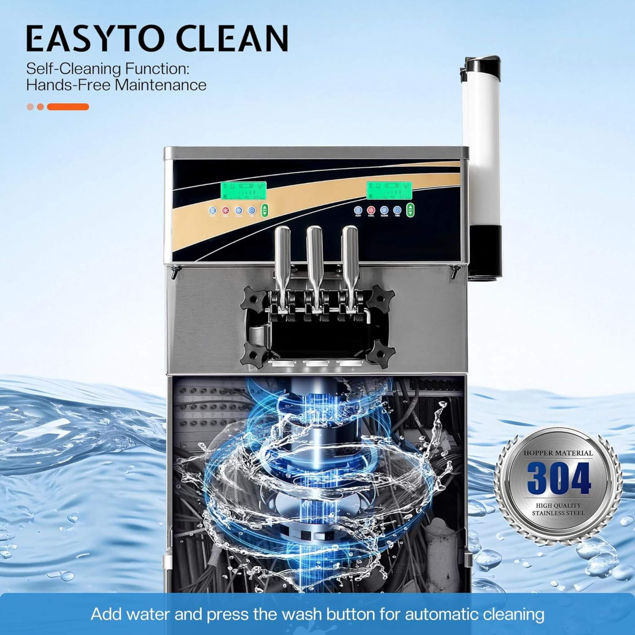 Heavy-Duty 45L/H 3-Flavor Dual Compressor Commercial Soft Serve Ice Cream Machine (SAK43195) – SAKSBY WHOLESALE, view 9