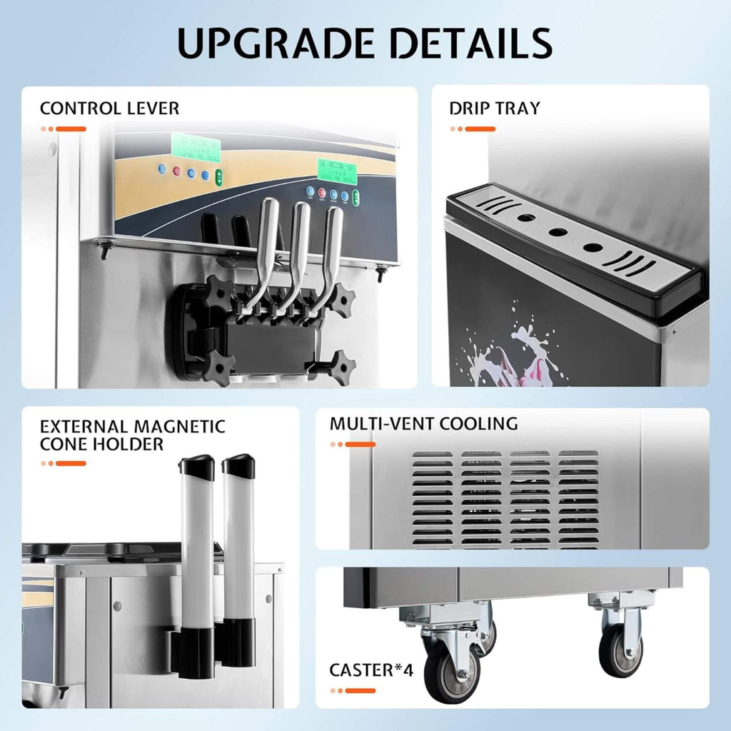 Heavy-Duty 45L/H 3-Flavor Dual Compressor Commercial Soft Serve Ice Cream Machine (SAK43195) – SAKSBY WHOLESALE, view 10
