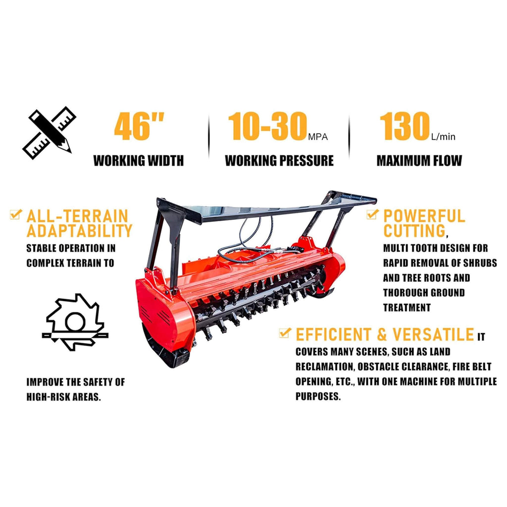 Heavy-Duty 46-Inch Drum Forestry Skid Steer Mulcher Attachment (SAK30495) – SAKSBY WHOLESALE, view 7