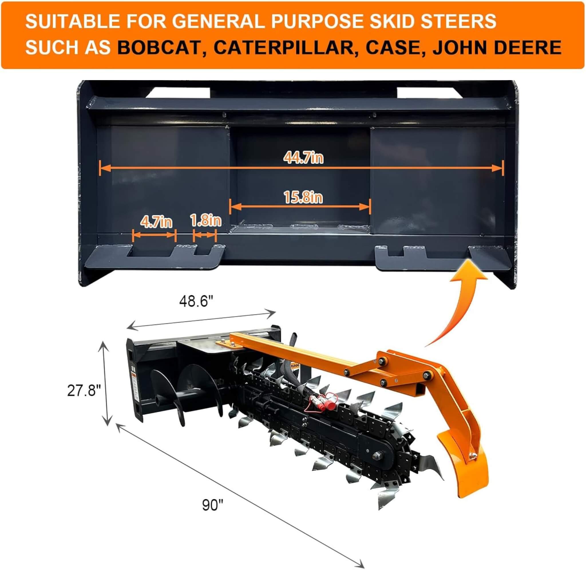Heavy-Duty 48-Inch Skid Steer Attachment Trencher With Auger (SAK16842) – SAKSBY WHOLESALE, view 8