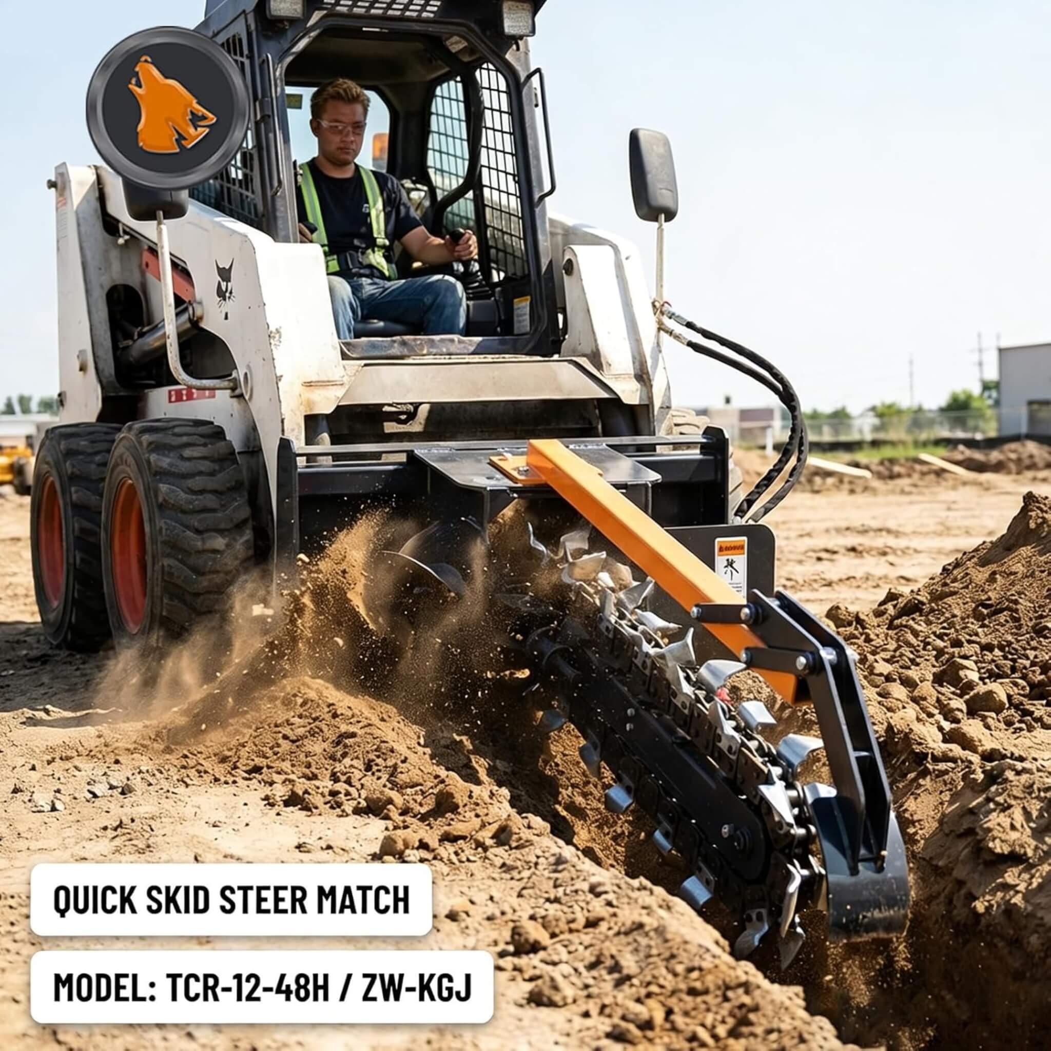 Heavy-Duty 48-Inch Skid Steer Attachment Trencher With Auger (SAK16842) – SAKSBY WHOLESALE, view 3