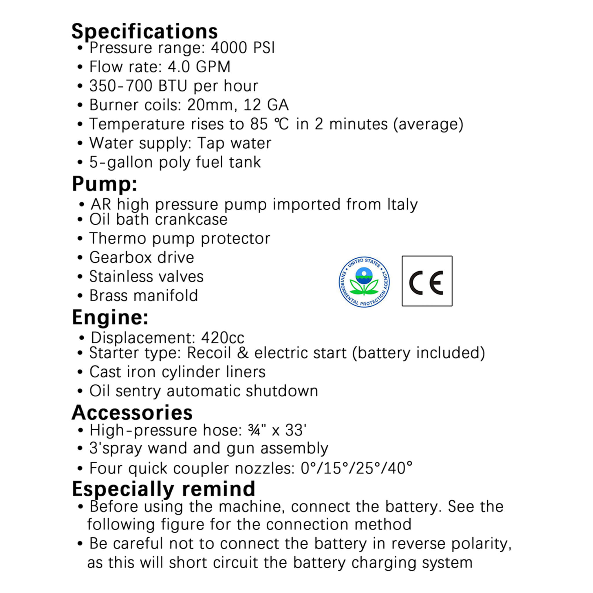 Heavy-Duty 4GPM 4000PSI Commercial Portable Hot Water Pressure Power Washer (SAK26013) – SAKSBY WHOLESALE, view 12