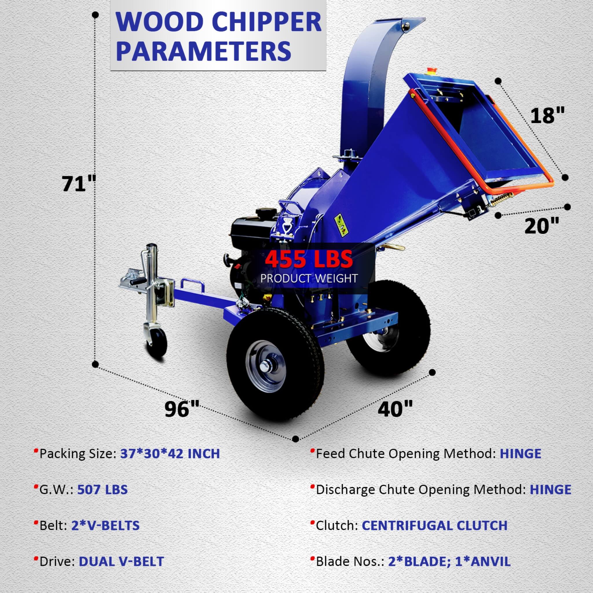 Heavy-Duty 5-Inch 15HP 420CC Gas Towable Disc Wood Chipper Shredder With Recoil Start (SAK51947) – SAKSBY WHOLESALE, view 11