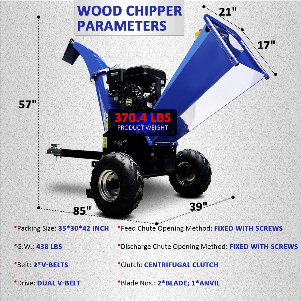 Heavy-Duty 5-Inch 15HP 420CC Gas Drum Wood Chipper Shredder With Electric Start And Tow Hitch (SAK48652) – SAKSBY WHOLESALE, 