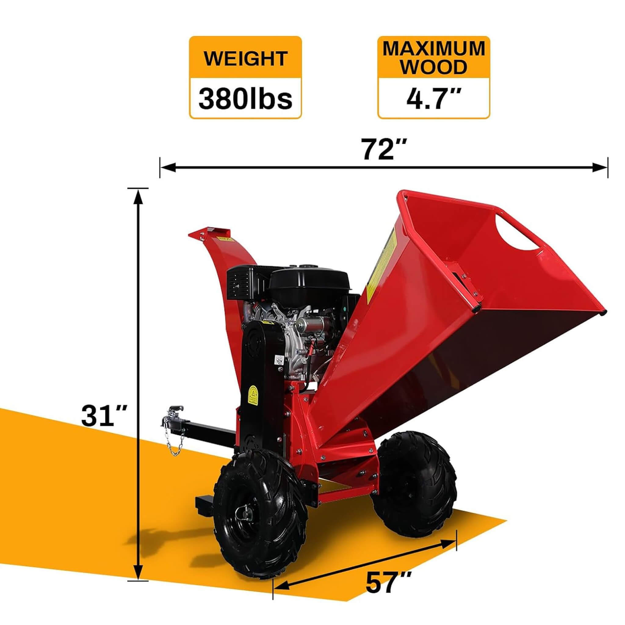 Heavy-Duty 5-Inch 420CC 15HP Towable Gas Wood Chipper Shredder Mulcher (SAK17493) – SAKSBY WHOLESALE, view 7