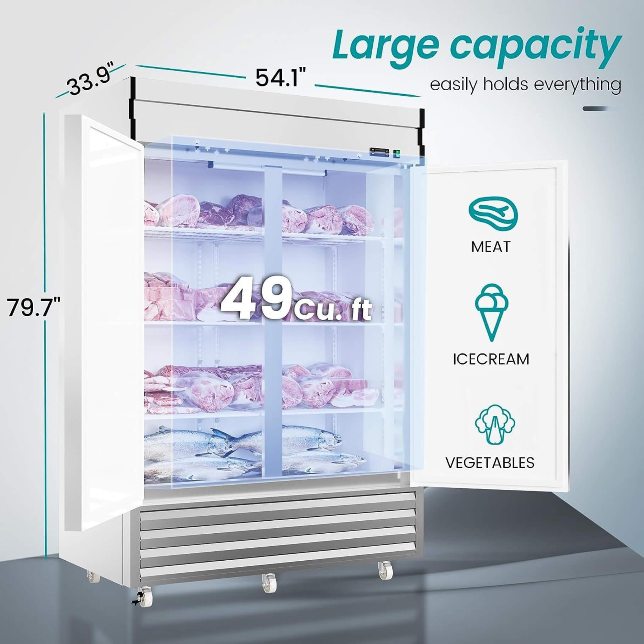 Heavy-Duty 54-Inch 2-Door Stainless Steel Commercial Freezer With OmniSmart Temperature Control (SAK91765) – SAKSBY WHOLESALE