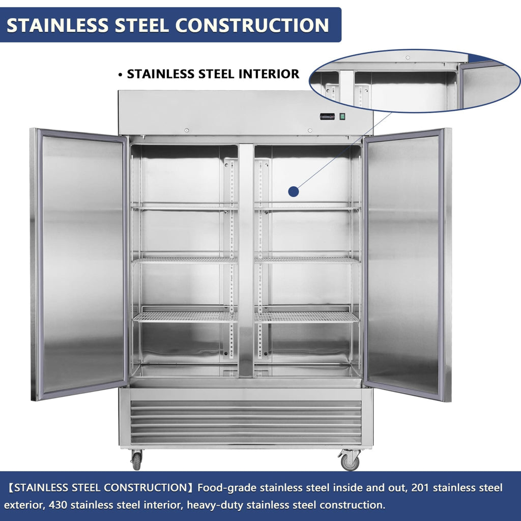Heavy-Duty 54-Inch Stainless Steel 2-Door Reach-In Upright Commercial Freezer (SAK66598) – SAKSBY WHOLESALE, view 5