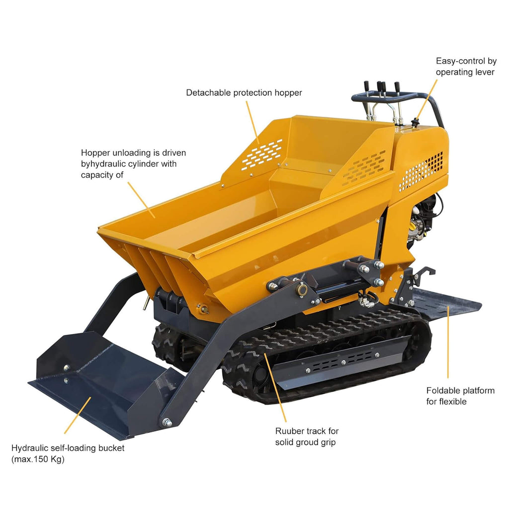 Heavy-Duty 6.5HP 1100LBS Tracked Hydraulic Dumper With Shovel (SAK62780) – SAKSBY WHOLESALE, view 4