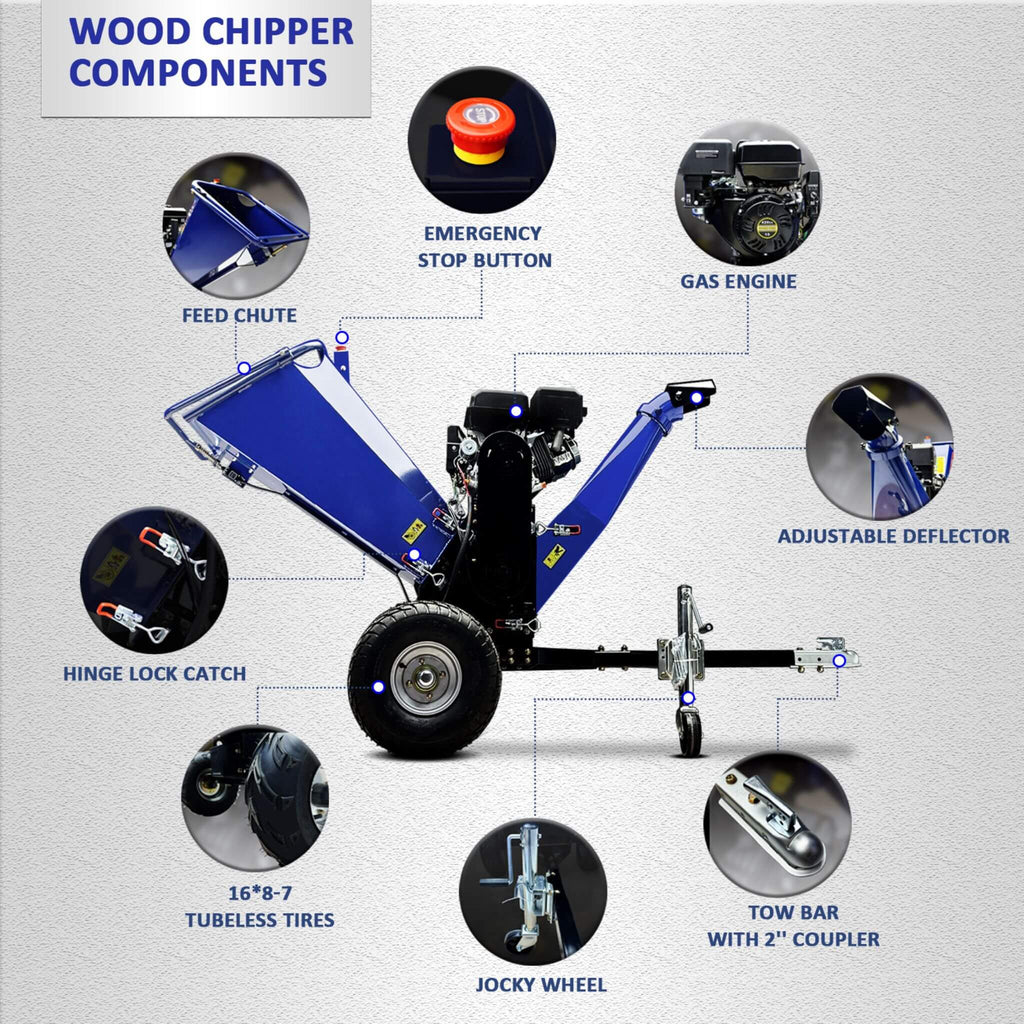 Heavy-Duty 6-Inch 15HP 420CC Towable Gas Drum Wood Chipper Shredder With Electric Start (SAK50896) – SAKSBY WHOLESALE, view 7