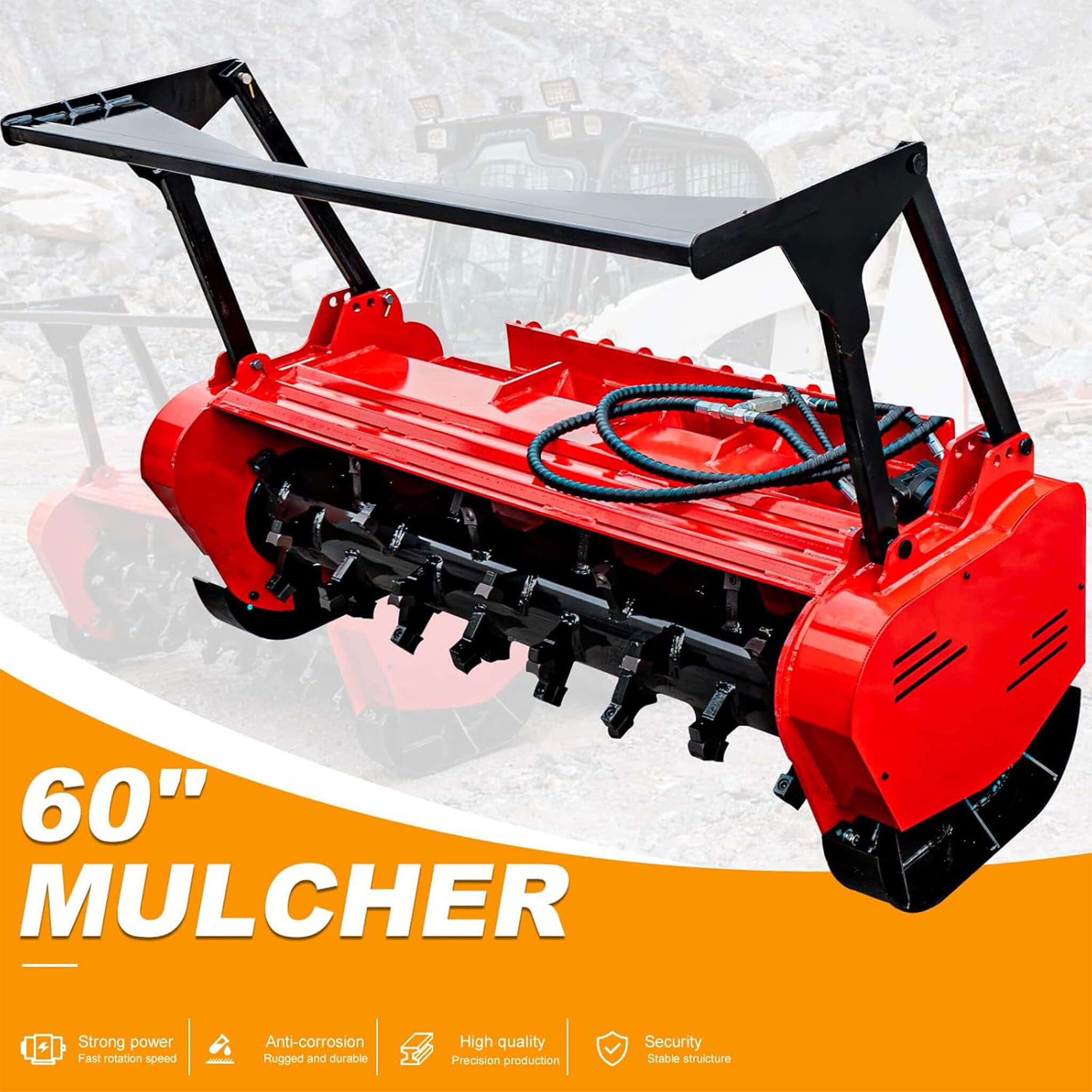 Heavy-Duty 60-Inch Hydraulic Forestry Mulcher Skid Steer Loader Attachment (SAK50792) – SAKSBY WHOLESALE, view 9