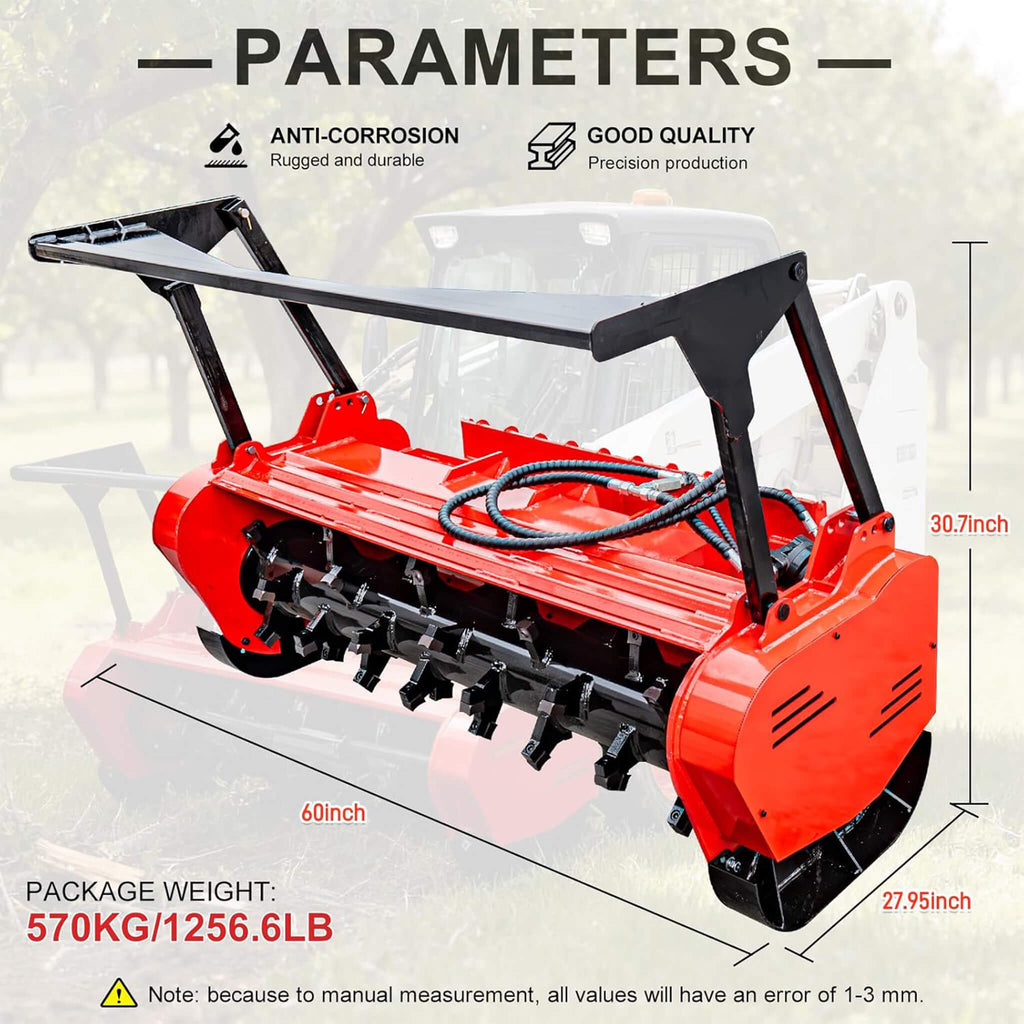 Heavy-Duty 60-Inch Hydraulic Forestry Mulcher Skid Steer Loader Attachment (SAK50792) – SAKSBY WHOLESALE, view 12