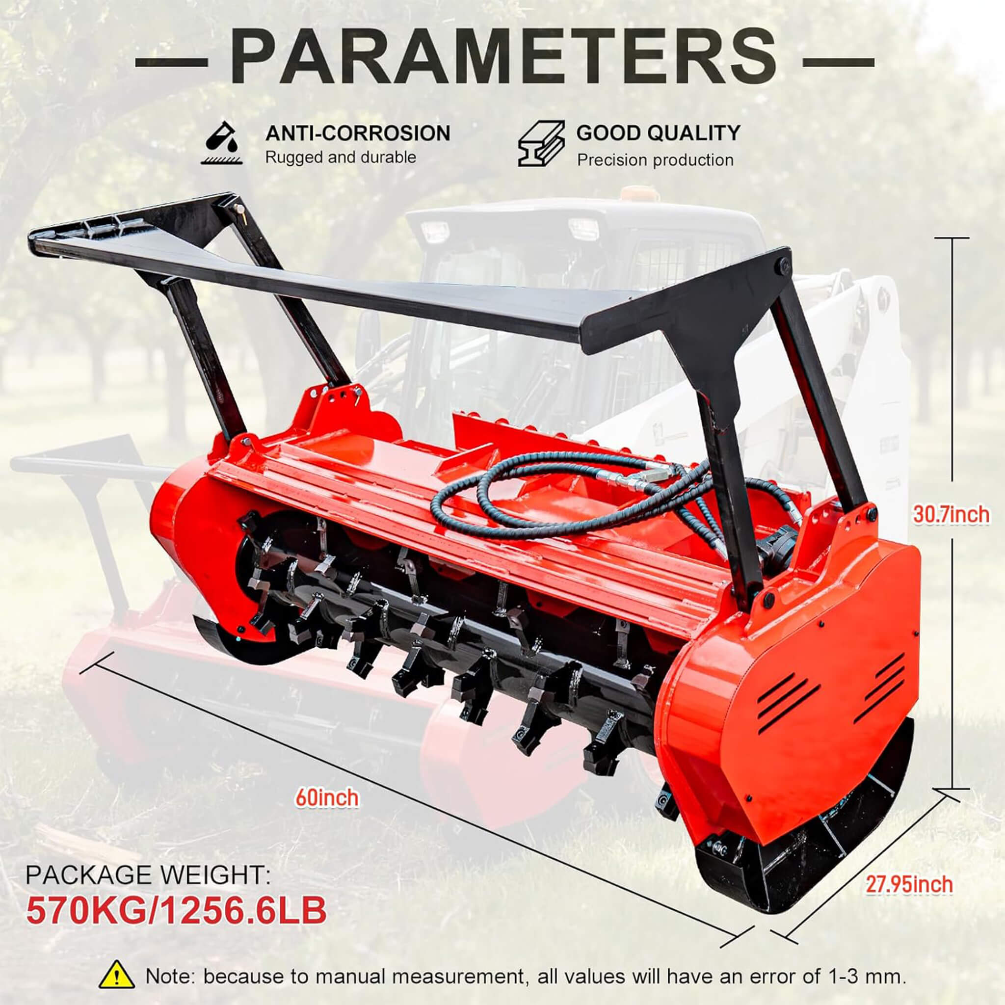 Heavy-Duty 60-Inch Hydraulic Forestry Mulcher Skid Steer Loader Attachment (SAK50792) – SAKSBY WHOLESALE, view 12