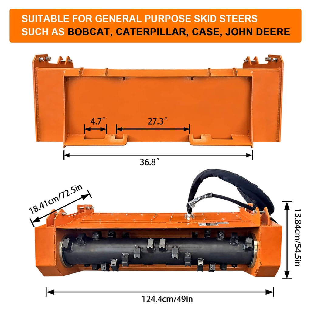 Heavy-Duty 60-Inch Hydraulic Skid Steer Loader Forestry Mulcher Attachment (SAK76249) – SAKSBY WHOLESALE, view 3