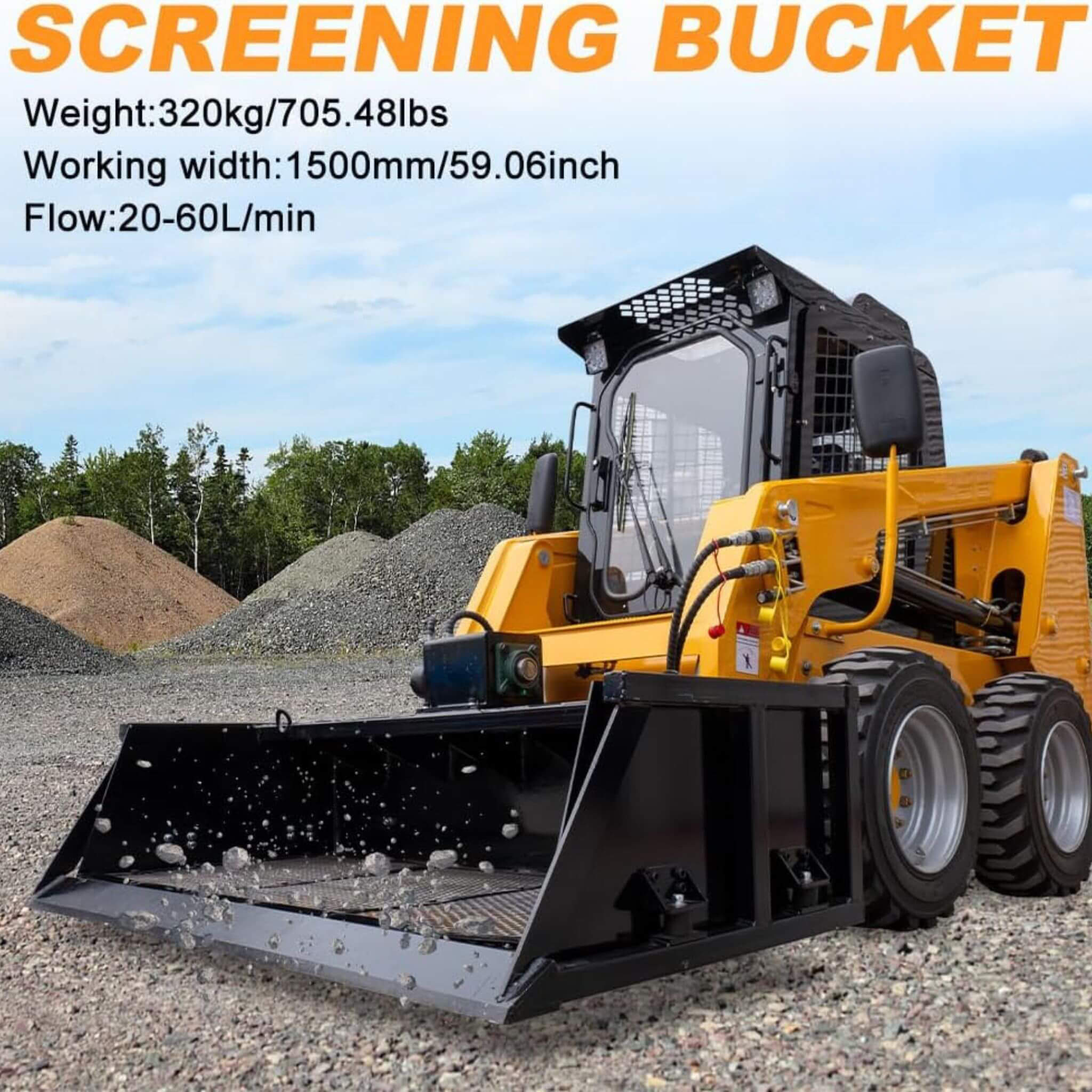 Heavy-Duty 60-Inch Topsoil Screening Skid Steer Bucket Attachment (SAK10294) – SAKSBY WHOLESALE, view 6