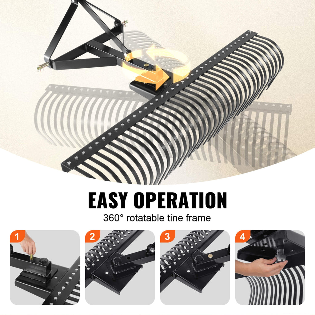 Heavy-Duty 72-Inch 3-Point Tow Behind Tractor Dethatcher Attachment With Steel Tines (SAK79426) – SAKSBY WHOLESALE, view 4