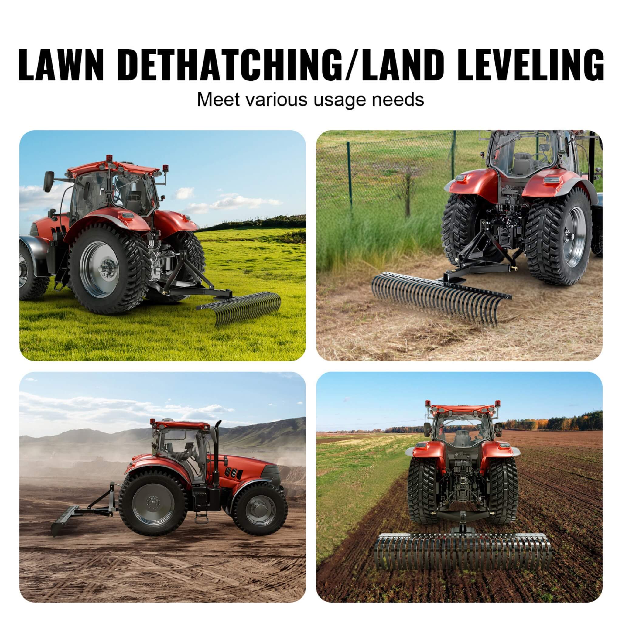 Heavy-Duty 72-Inch 3-Point Tow Behind Tractor Dethatcher Attachment With Steel Tines (SAK79426) – SAKSBY WHOLESALE, view 5