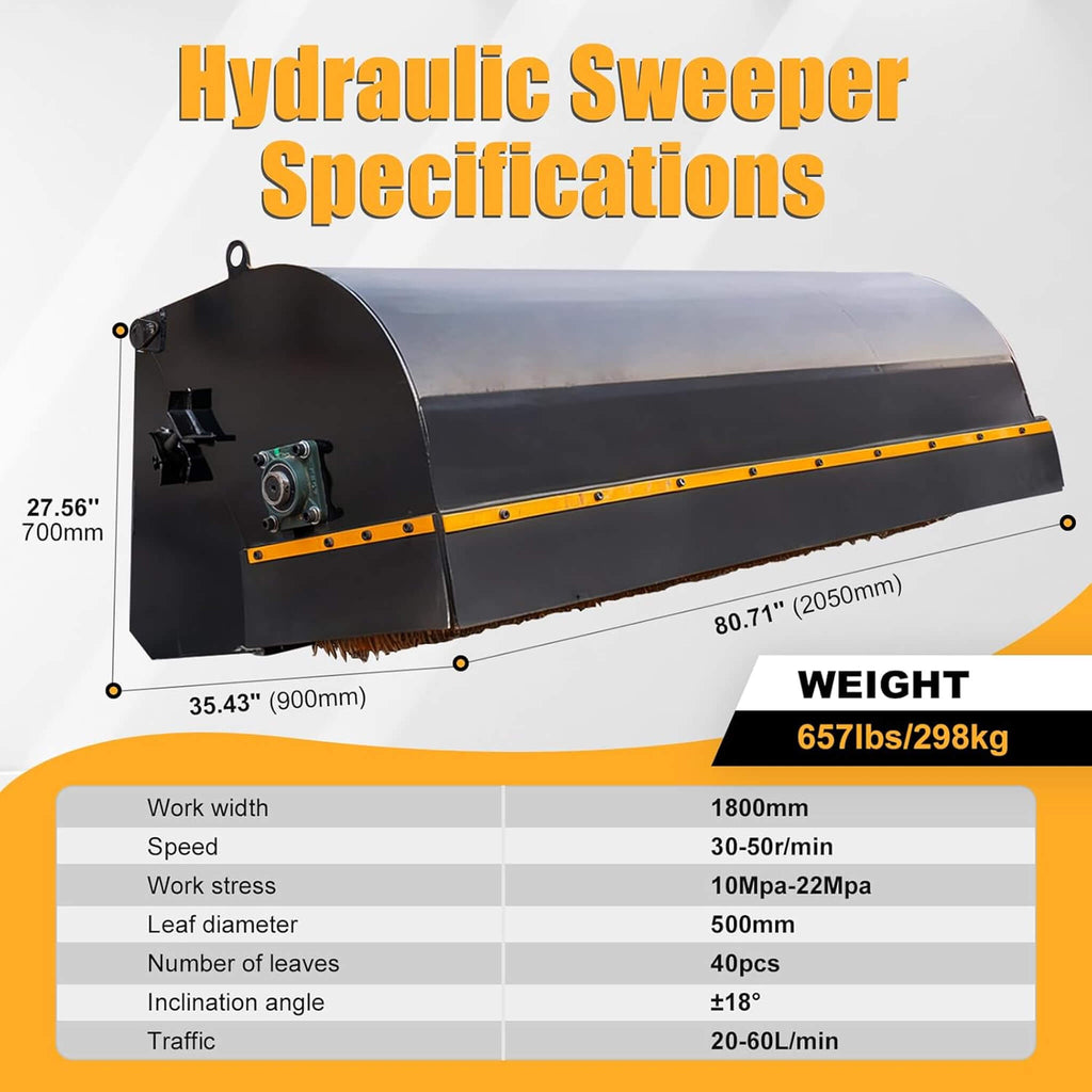 Heavy-Duty 72-Inch Industrial Skid Steer Sweeper Attachment (SAK87013) – SAKSBY WHOLESALE, view 10