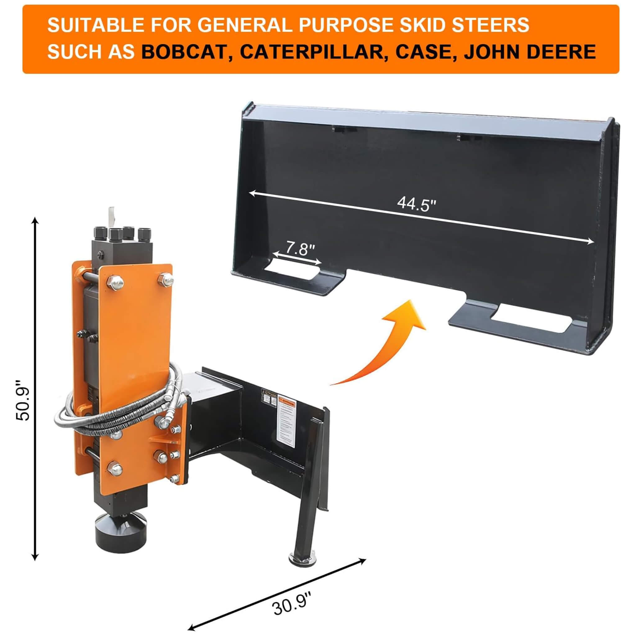 Heavy-Duty 750 FT-LB Hydraulic Skid Steer Pile Hammer Attachment (SAK59134) – SAKSBY WHOLESALE, view 9
