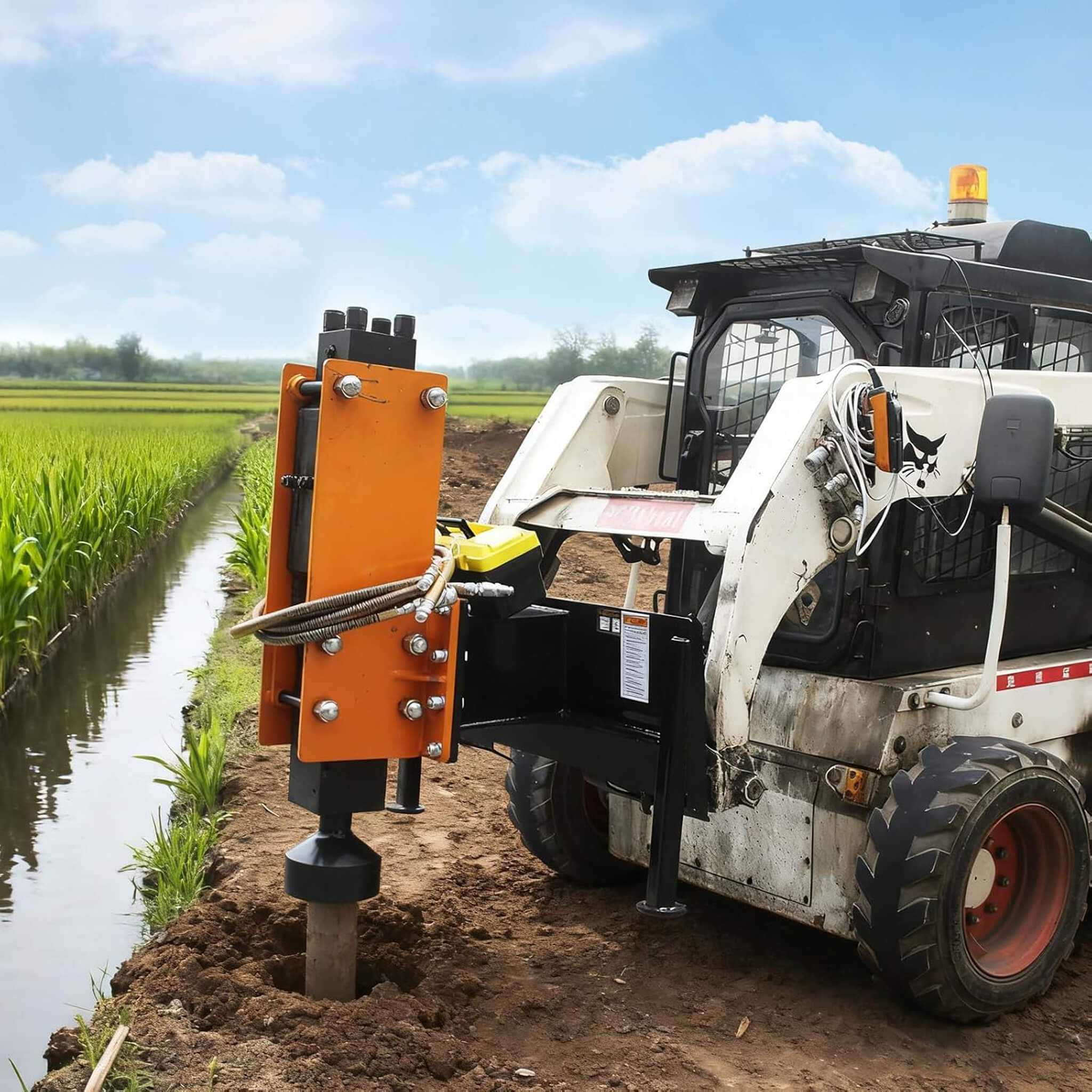 Heavy-Duty 750 FT-LB Hydraulic Skid Steer Pile Hammer Attachment (SAK59134) – SAKSBY WHOLESALE, view 6