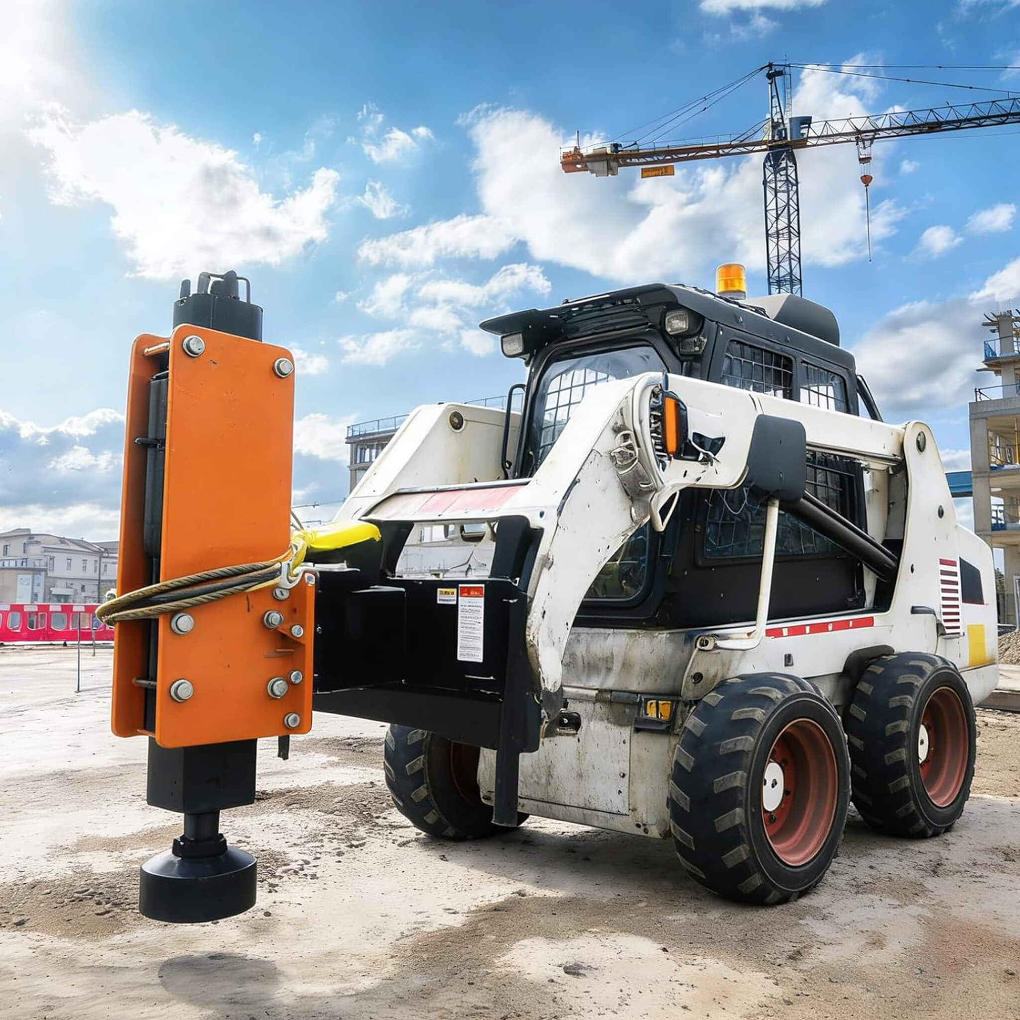 Heavy-Duty 750 FT-LB Hydraulic Skid Steer Pile Hammer Attachment (SAK59134) – SAKSBY WHOLESALE, view 8