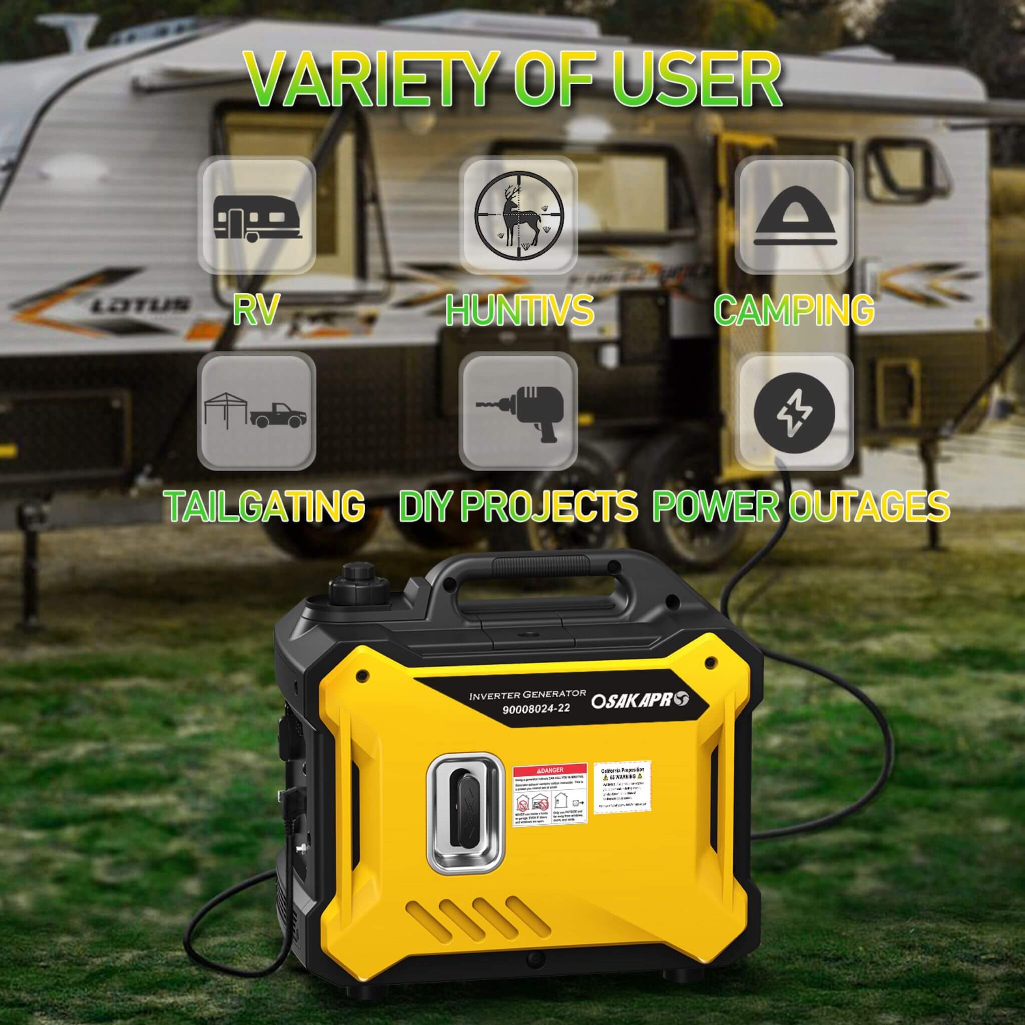 Heavy-Duty 79CC Ultra Quiet 2000W Portable Inverter Gas Generator (SAK75290) – SAKSBY WHOLESALE, view 4