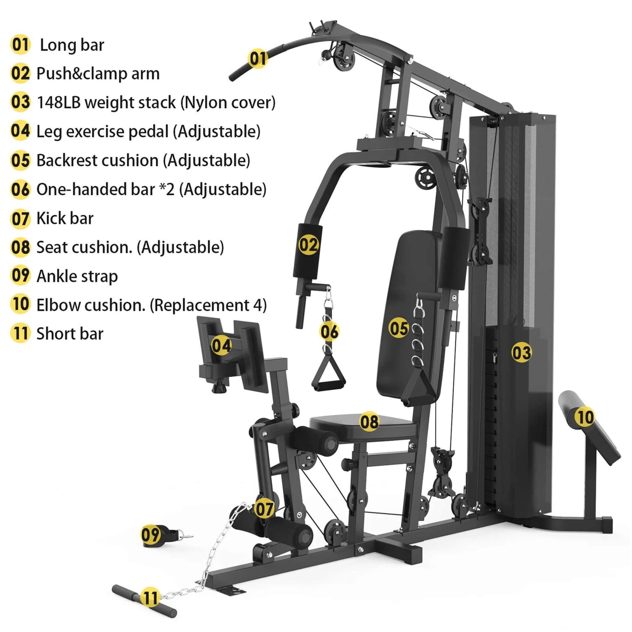 Rovix Heavy-Duty All-In-One Home Gym Workout Station For Full Body Strength Training, 150LBS (SAK12959) – SAKSBY WHOLESALE, v