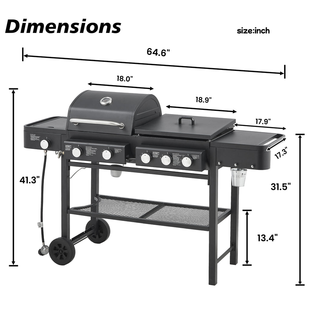 Castelle Flame Heavy-Duty All-In-One Outdoor 5-Burner 56K BTU Liquid Propane Grill (SAK57124) – SAKSBY WHOLESALE, view 14