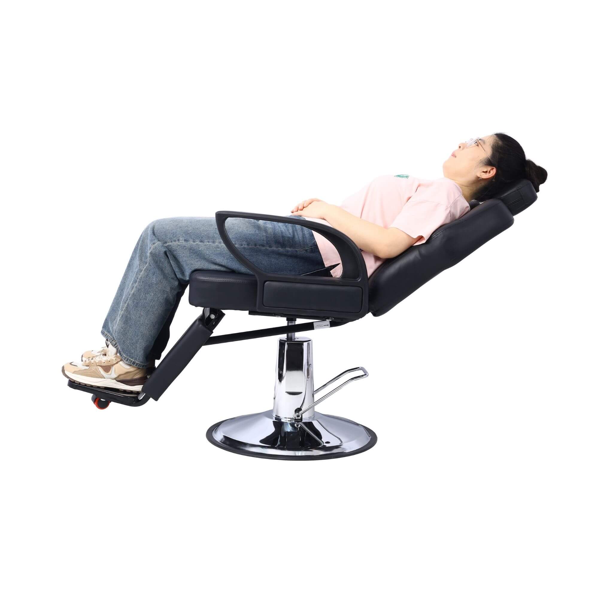 Heavy-Duty Extra-Wide PU Leather Hydraulic Reclining Barber Chair (SAK74613) – SAKSBY WHOLESALE, view 3