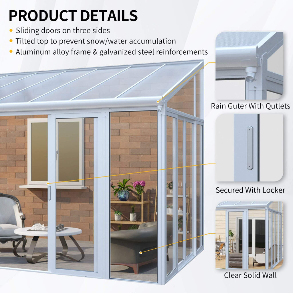 [10X14FT] Alora Lumina Heavy-Duty All-Season Aluminum Alloy Patio Sunroom With 3 Lockable Sliding Doors (SAK62713) – SAKSBY W