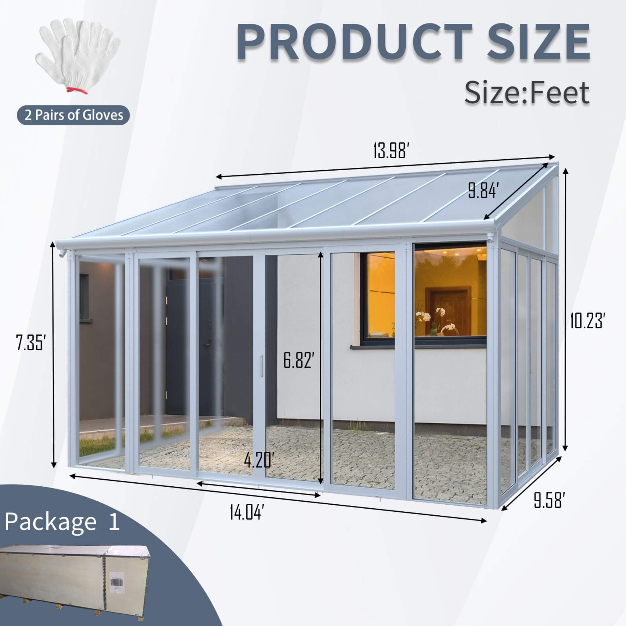 [10X14FT] Alora Lumina Heavy-Duty All-Season Aluminum Alloy Patio Sunroom With 3 Lockable Sliding Doors (SAK62713) – SAKSBY W
