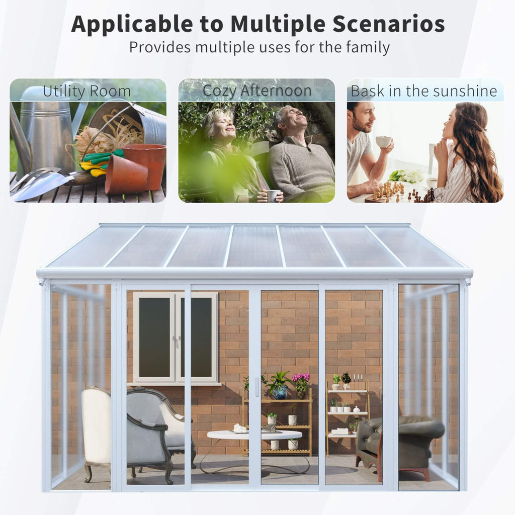 [10X14FT] Alora Lumina Heavy-Duty All-Season Aluminum Alloy Patio Sunroom With 3 Lockable Sliding Doors (SAK62713) – SAKSBY W