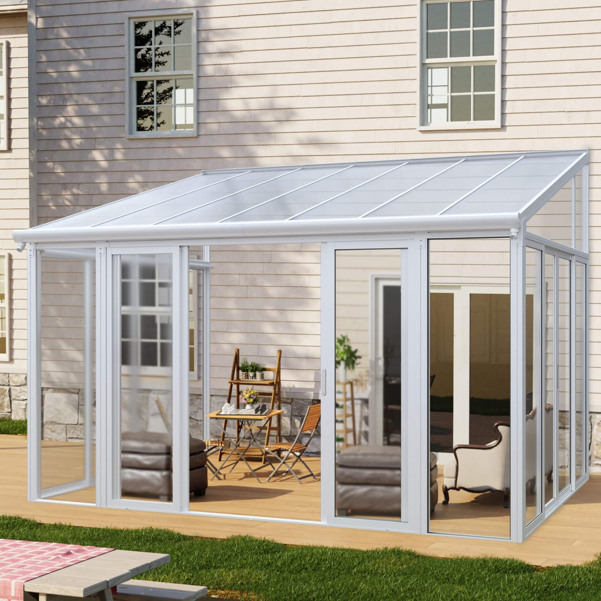 [10X14FT] Alora Lumina Heavy-Duty All-Season Aluminum Alloy Patio Sunroom With 3 Lockable Sliding Doors (SAK62713) – SAKSBY W