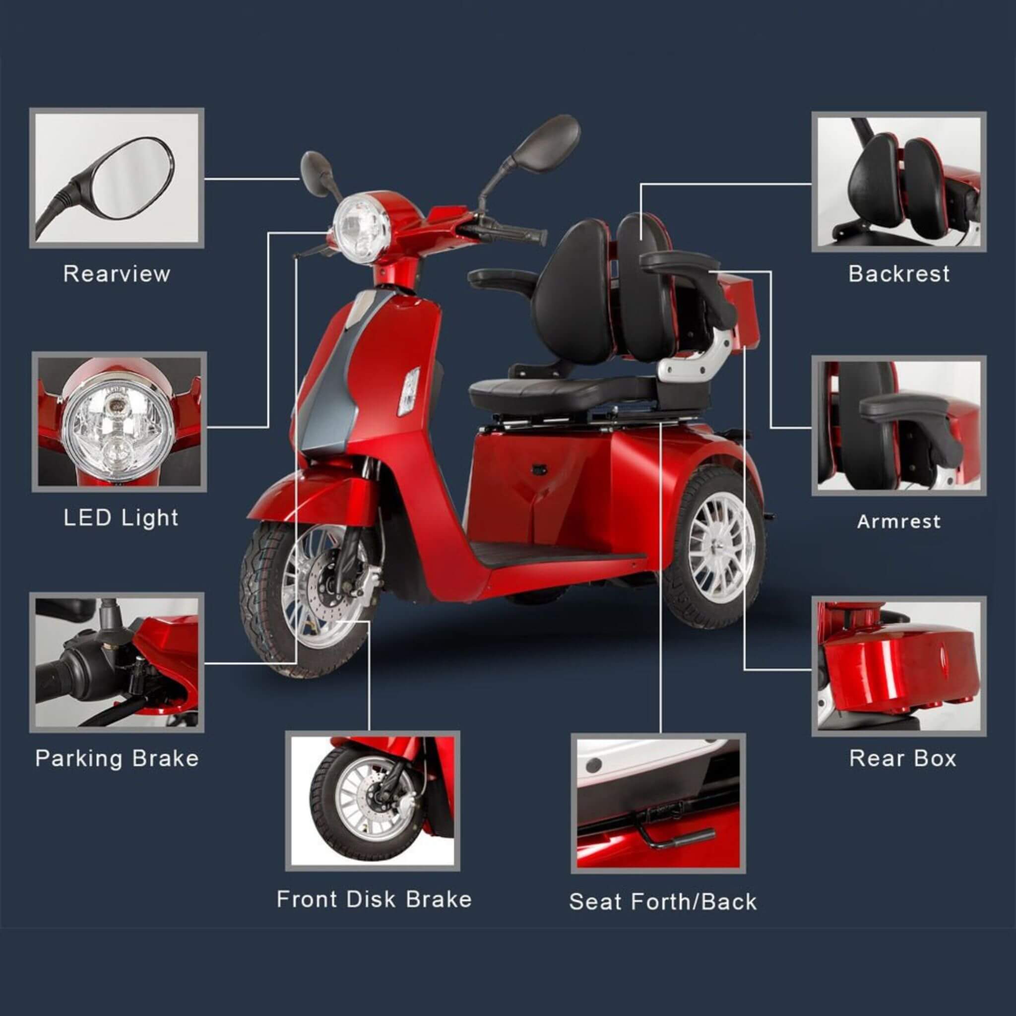 Zvg Heavy-Duty 800W All-Terrain Electric Powered Mobility Scooter For Seniors & Adults (SAK96314) – SAKSBY WHOLESALE, view 3