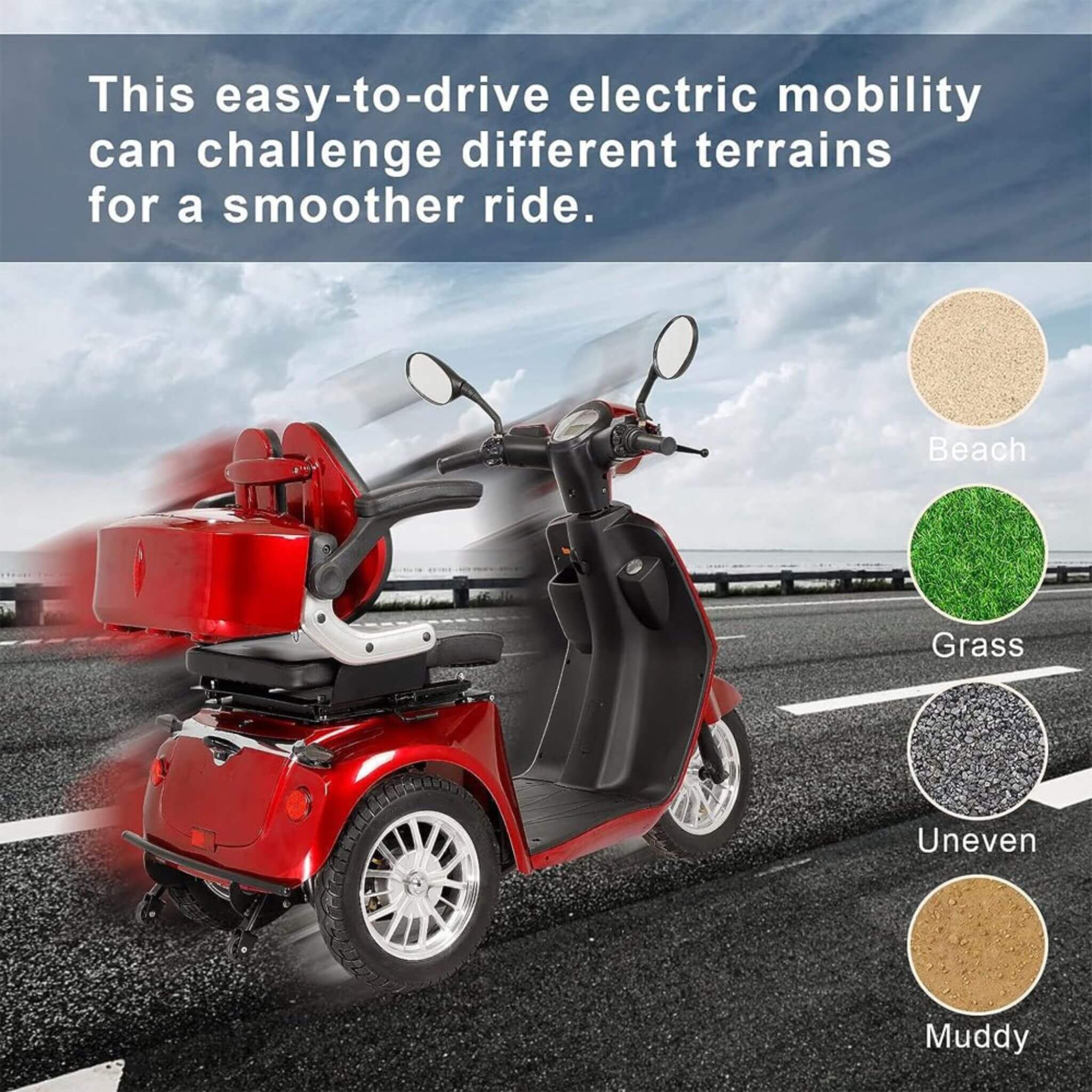 Zvg Heavy-Duty 800W All-Terrain Electric Powered Mobility Scooter For Seniors & Adults (SAK96314) – SAKSBY WHOLESALE, view 11