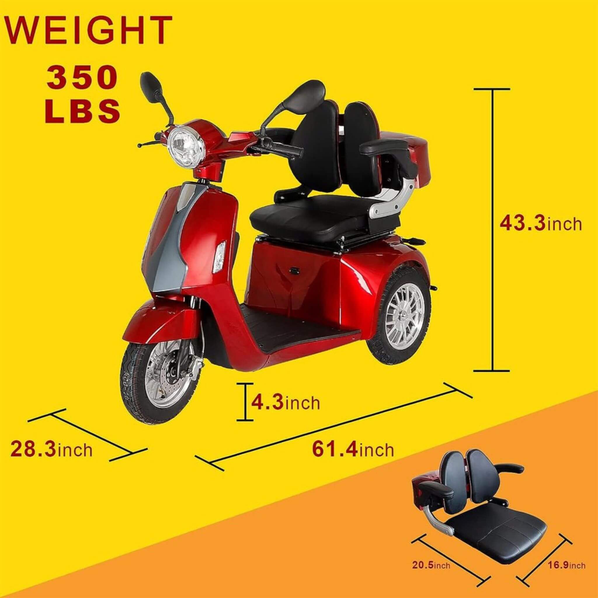 Zvg Heavy-Duty 800W All-Terrain Electric Powered Mobility Scooter For Seniors & Adults (SAK96314) – SAKSBY WHOLESALE, view 14