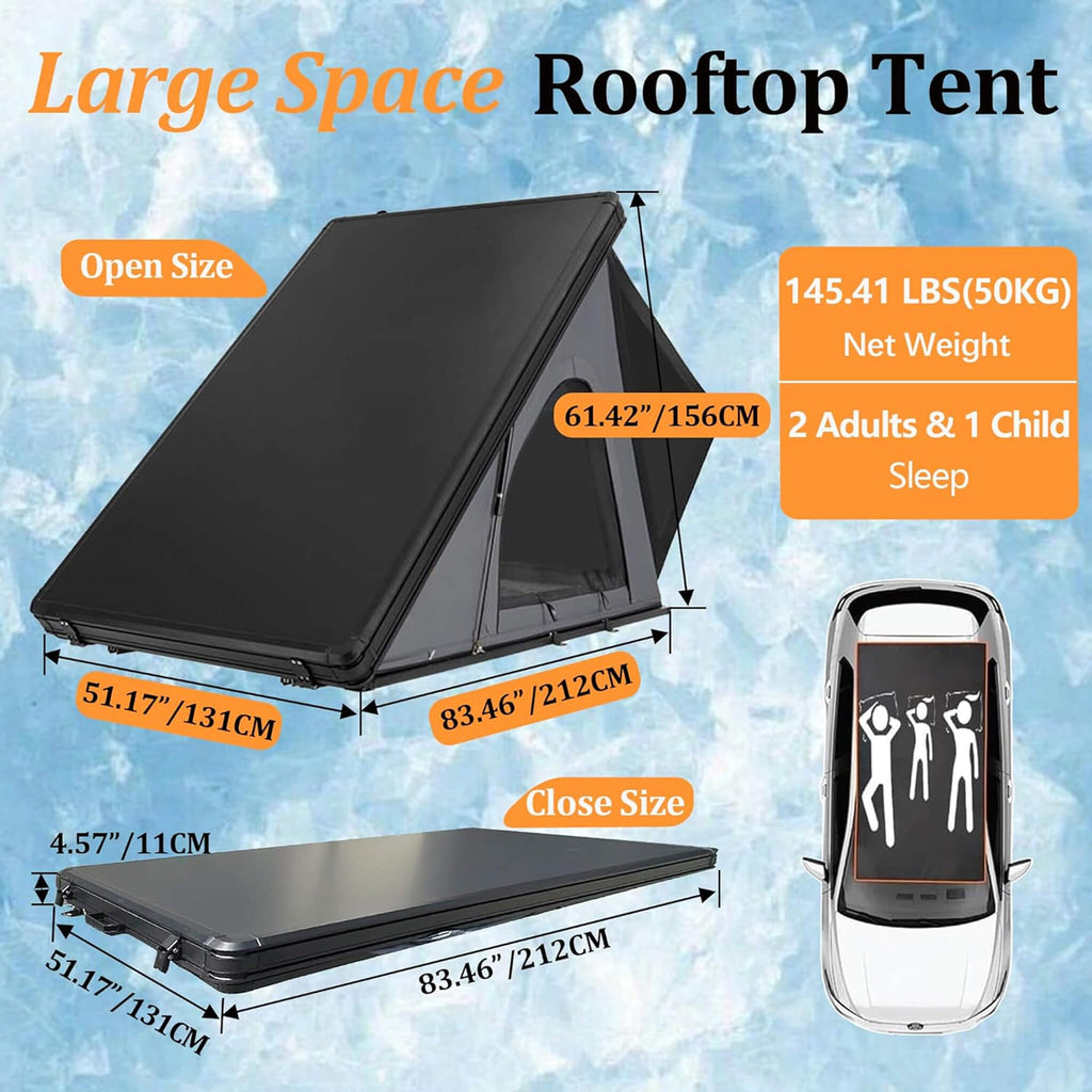 Trailora Ridge Heavy-Duty Aluminum Hard-Shell Rooftop Tent With Ladder, LED Lighting, And Memory Foam Mattress (SAK82931) – S