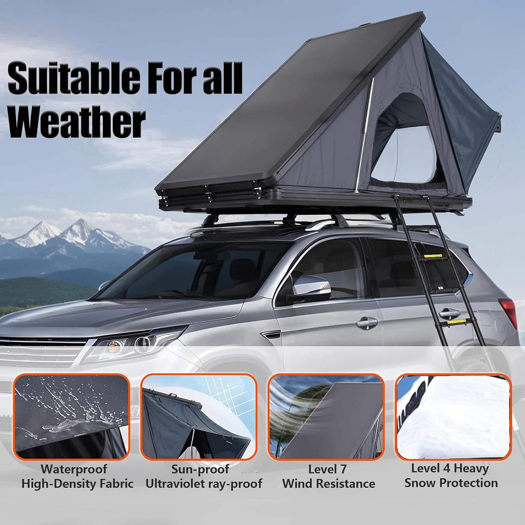 Trailora Ridge Heavy-Duty Aluminum Hard-Shell Rooftop Tent With Ladder, LED Lighting, And Memory Foam Mattress (SAK82931) – S