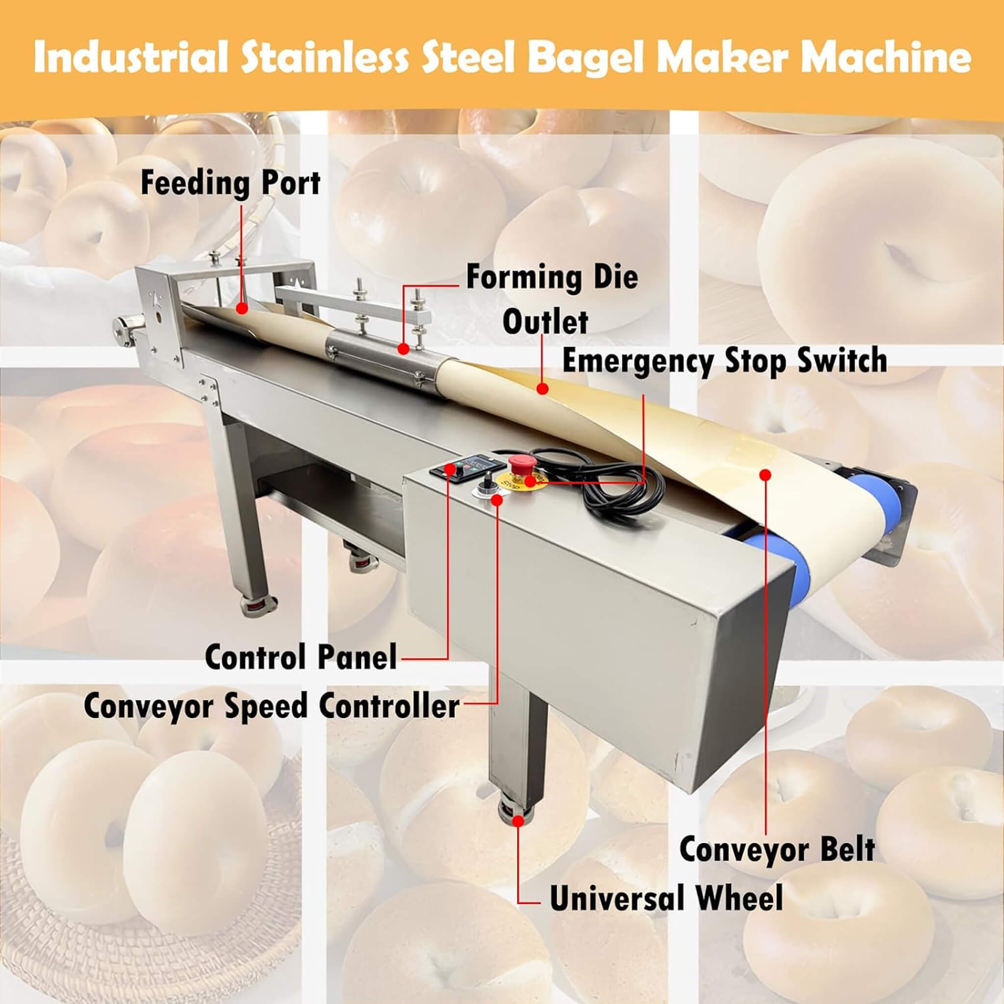 Heavy-Duty 110V Automatic Commercial Stainless Steel Bagel Machine (SAK54086) – SAKSBY WHOLESALE, view 4
