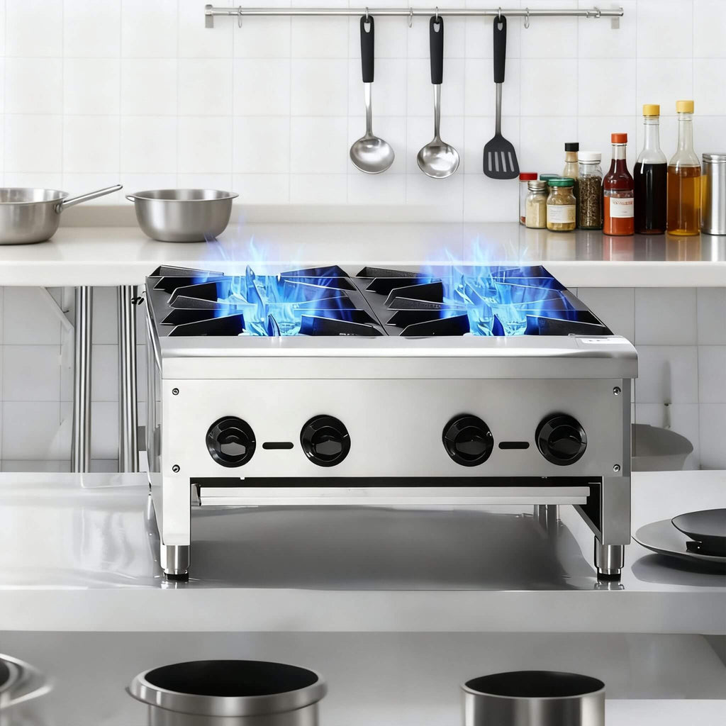 Heavy-Duty Commercial 112K BTU 4-Burner Stainless Steel Gas Stove Hot Plate (SAK39201) – SAKSBY WHOLESALE, view 7